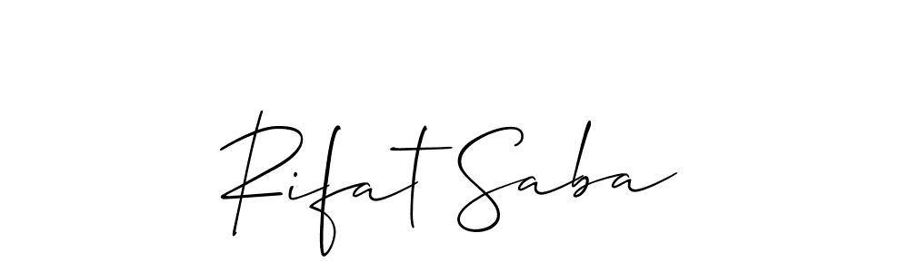 if you are searching for the best signature style for your name Rifat Saba. so please give up your signature search. here we have designed multiple signature styles  using Allison_Script. Rifat Saba signature style 2 images and pictures png