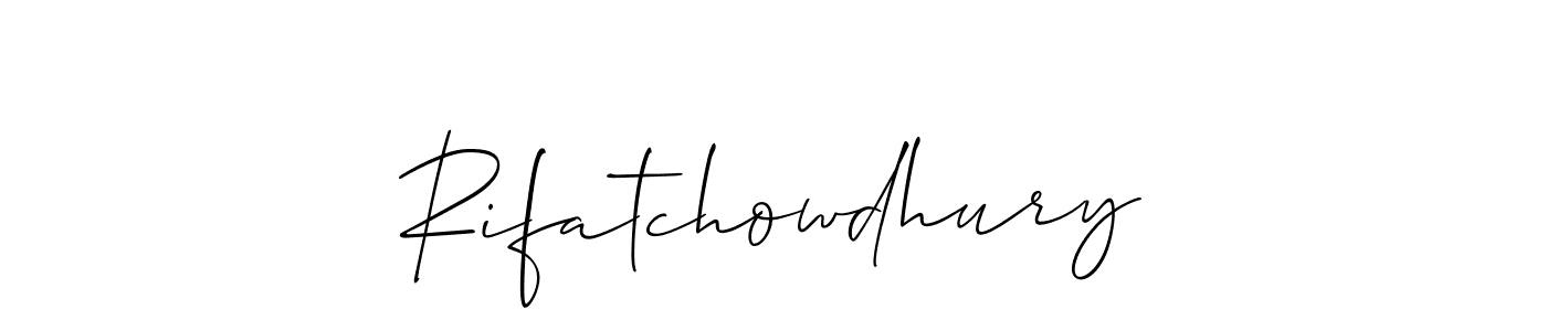 You can use this online signature creator to create a handwritten signature for the name Rifatchowdhury. This is the best online autograph maker. Rifatchowdhury signature style 2 images and pictures png