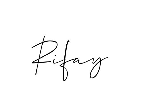 The best way (Allison_Script) to make a short signature is to pick only two or three words in your name. The name Rifay include a total of six letters. For converting this name. Rifay signature style 2 images and pictures png