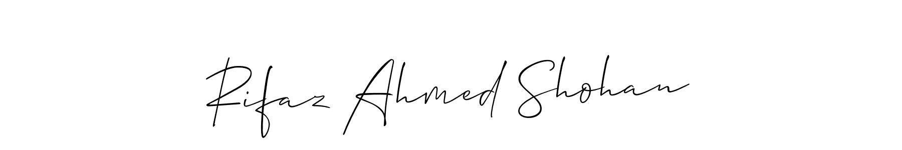 This is the best signature style for the Rifaz Ahmed Shohan name. Also you like these signature font (Allison_Script). Mix name signature. Rifaz Ahmed Shohan signature style 2 images and pictures png