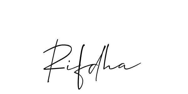 Use a signature maker to create a handwritten signature online. With this signature software, you can design (Allison_Script) your own signature for name Rifdha. Rifdha signature style 2 images and pictures png