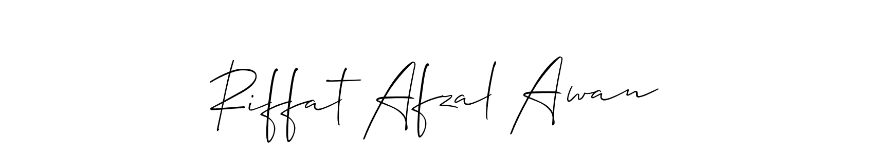 Also You can easily find your signature by using the search form. We will create Riffat Afzal Awan name handwritten signature images for you free of cost using Allison_Script sign style. Riffat Afzal Awan signature style 2 images and pictures png