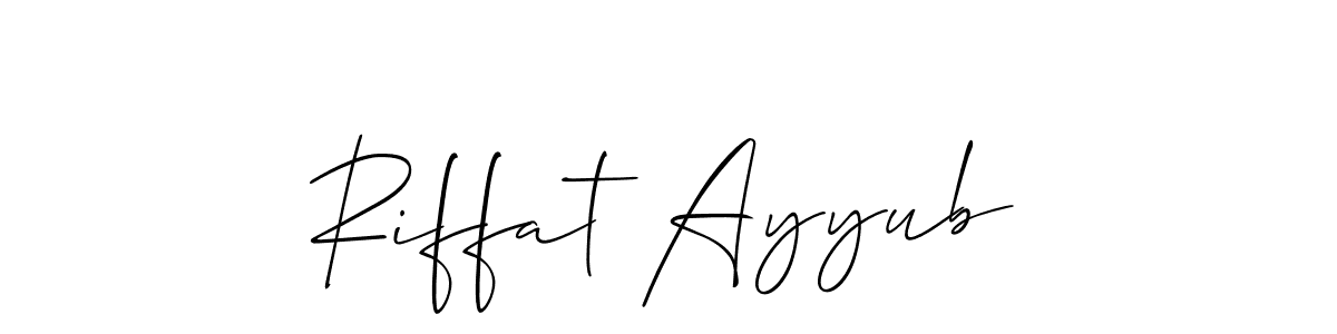 if you are searching for the best signature style for your name Riffat Ayyub. so please give up your signature search. here we have designed multiple signature styles  using Allison_Script. Riffat Ayyub signature style 2 images and pictures png