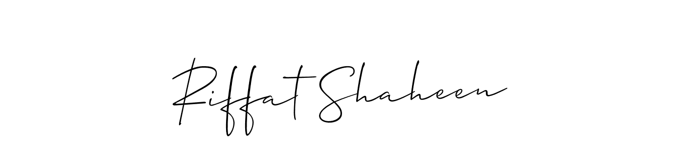 How to make Riffat Shaheen name signature. Use Allison_Script style for creating short signs online. This is the latest handwritten sign. Riffat Shaheen signature style 2 images and pictures png