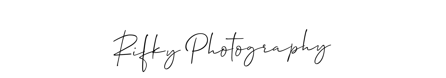 Also You can easily find your signature by using the search form. We will create Rifky Photography name handwritten signature images for you free of cost using Allison_Script sign style. Rifky Photography signature style 2 images and pictures png