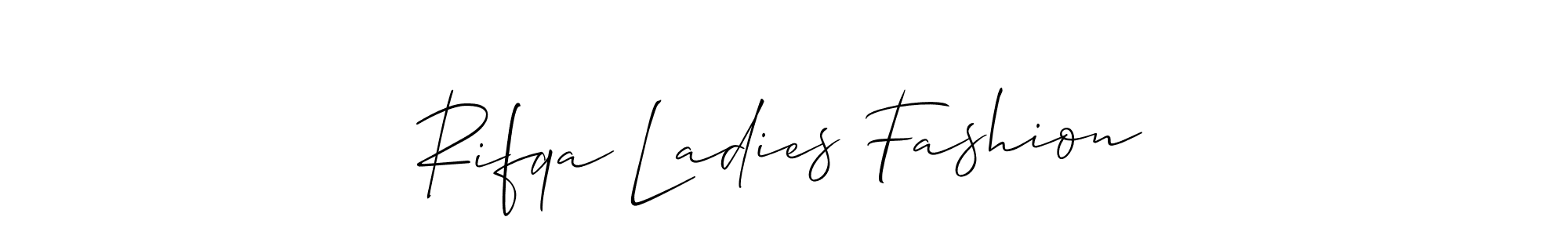 How to make Rifqa Ladies Fashion name signature. Use Allison_Script style for creating short signs online. This is the latest handwritten sign. Rifqa Ladies Fashion signature style 2 images and pictures png
