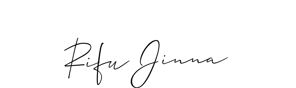 The best way (Allison_Script) to make a short signature is to pick only two or three words in your name. The name Rifu Jinna include a total of six letters. For converting this name. Rifu Jinna signature style 2 images and pictures png