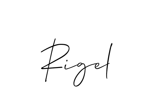 Create a beautiful signature design for name Rigel. With this signature (Allison_Script) fonts, you can make a handwritten signature for free. Rigel signature style 2 images and pictures png