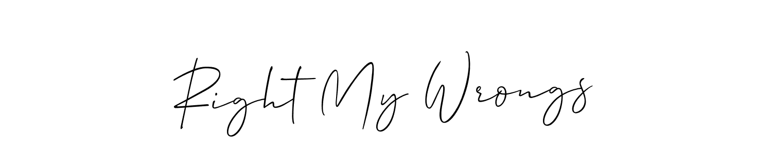 It looks lik you need a new signature style for name Right My Wrongs. Design unique handwritten (Allison_Script) signature with our free signature maker in just a few clicks. Right My Wrongs signature style 2 images and pictures png