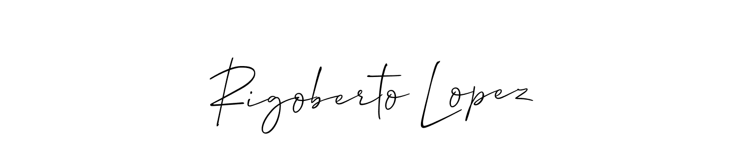 The best way (Allison_Script) to make a short signature is to pick only two or three words in your name. The name Rigoberto Lopez include a total of six letters. For converting this name. Rigoberto Lopez signature style 2 images and pictures png