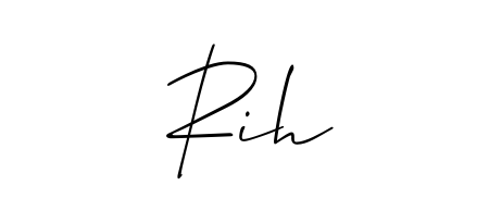 Get inspired by this graceful Allison_Script signature style for name Rih. Smooth loops and balanced proportions for everyday use. Rih signature style 2 images and pictures png