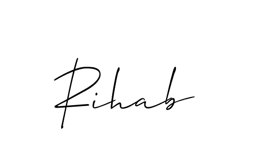 The best way (Allison_Script) to make a short signature is to pick only two or three words in your name. The name Rihab include a total of six letters. For converting this name. Rihab signature style 2 images and pictures png