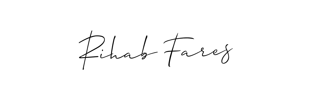 Similarly Allison_Script is the best handwritten signature design. Signature creator online .You can use it as an online autograph creator for name Rihab Fares. Rihab Fares signature style 2 images and pictures png