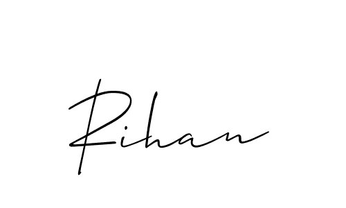 Create a beautiful signature design for name Rihan. With this signature (Allison_Script) fonts, you can make a handwritten signature for free. Rihan signature style 2 images and pictures png