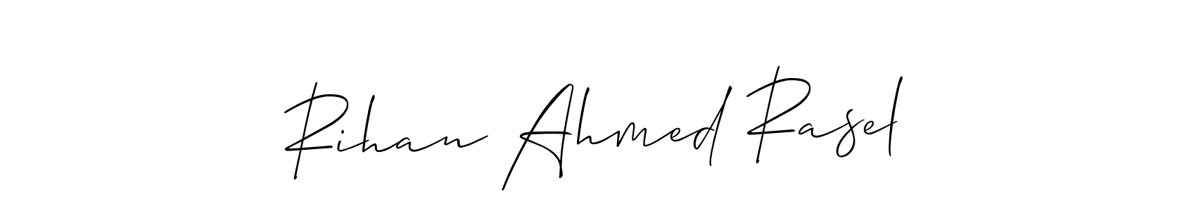 if you are searching for the best signature style for your name Rihan Ahmed Rasel. so please give up your signature search. here we have designed multiple signature styles  using Allison_Script. Rihan Ahmed Rasel signature style 2 images and pictures png