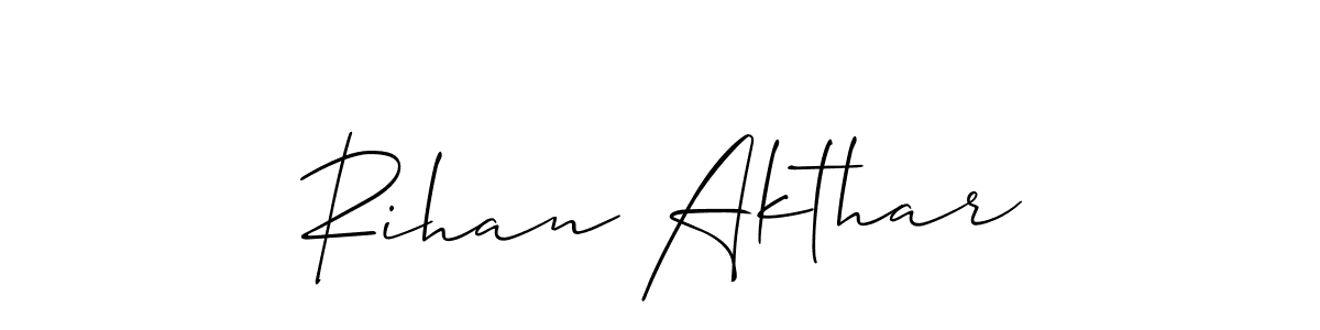 How to make Rihan Akthar name signature. Use Allison_Script style for creating short signs online. This is the latest handwritten sign. Rihan Akthar signature style 2 images and pictures png