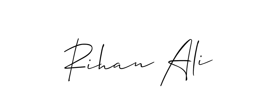 Also You can easily find your signature by using the search form. We will create Rihan Ali name handwritten signature images for you free of cost using Allison_Script sign style. Rihan Ali signature style 2 images and pictures png