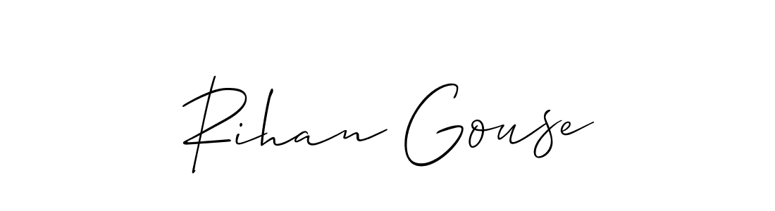 Use a signature maker to create a handwritten signature online. With this signature software, you can design (Allison_Script) your own signature for name Rihan Gouse. Rihan Gouse signature style 2 images and pictures png