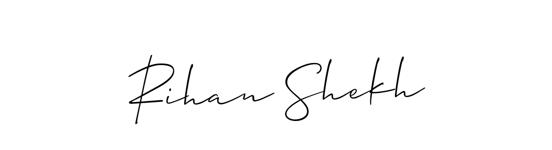 if you are searching for the best signature style for your name Rihan Shekh. so please give up your signature search. here we have designed multiple signature styles  using Allison_Script. Rihan Shekh signature style 2 images and pictures png