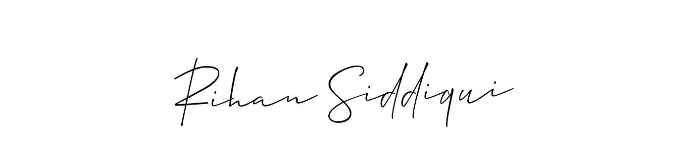 Use a signature maker to create a handwritten signature online. With this signature software, you can design (Allison_Script) your own signature for name Rihan Siddiqui. Rihan Siddiqui signature style 2 images and pictures png