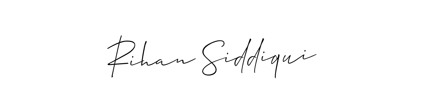 You should practise on your own different ways (Allison_Script) to write your name (Rihan Siddiqui) in signature. don't let someone else do it for you. Rihan Siddiqui signature style 2 images and pictures png