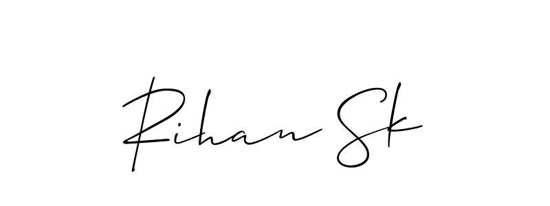 if you are searching for the best signature style for your name Rihan Sk. so please give up your signature search. here we have designed multiple signature styles  using Allison_Script. Rihan Sk signature style 2 images and pictures png