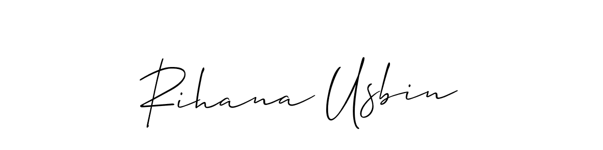 Allison_Script is a professional signature style that is perfect for those who want to add a touch of class to their signature. It is also a great choice for those who want to make their signature more unique. Get Rihana Usbin name to fancy signature for free. Rihana Usbin signature style 2 images and pictures png