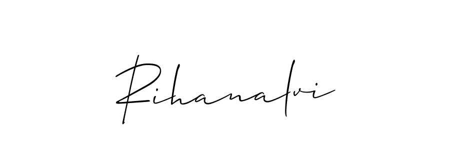 The best way (Allison_Script) to make a short signature is to pick only two or three words in your name. The name Rihanalvi include a total of six letters. For converting this name. Rihanalvi signature style 2 images and pictures png