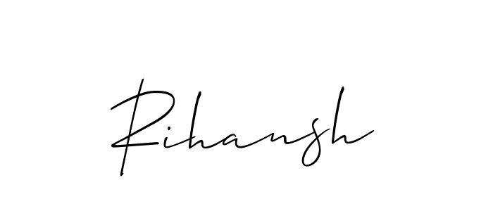 Create a beautiful signature design for name Rihansh. With this signature (Allison_Script) fonts, you can make a handwritten signature for free. Rihansh signature style 2 images and pictures png