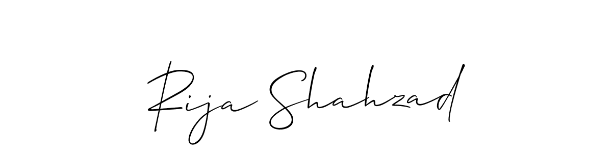 Create a beautiful signature design for name Rija Shahzad. With this signature (Allison_Script) fonts, you can make a handwritten signature for free. Rija Shahzad signature style 2 images and pictures png