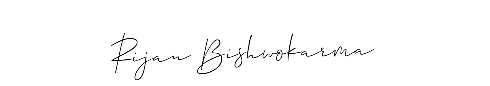 Create a beautiful signature design for name Rijan Bishwokarma. With this signature (Allison_Script) fonts, you can make a handwritten signature for free. Rijan Bishwokarma signature style 2 images and pictures png