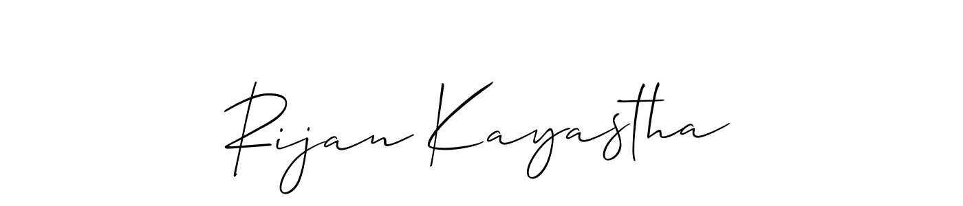 Make a short Rijan Kayastha signature style. Manage your documents anywhere anytime using Allison_Script. Create and add eSignatures, submit forms, share and send files easily. Rijan Kayastha signature style 2 images and pictures png