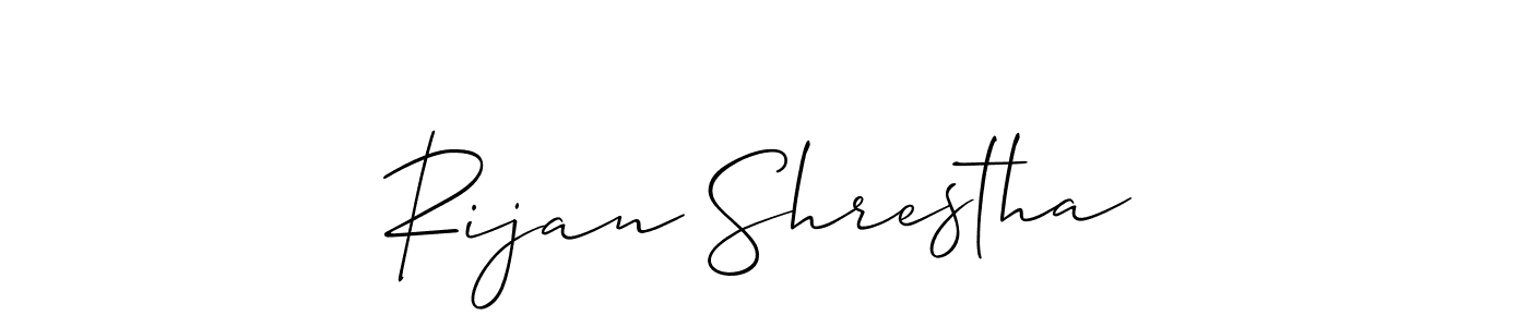 Use a signature maker to create a handwritten signature online. With this signature software, you can design (Allison_Script) your own signature for name Rijan Shrestha. Rijan Shrestha signature style 2 images and pictures png