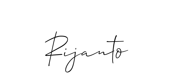 Create a beautiful signature design for name Rijanto. With this signature (Allison_Script) fonts, you can make a handwritten signature for free. Rijanto signature style 2 images and pictures png