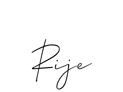 Make a beautiful signature design for name Rije. With this signature (Allison_Script) style, you can create a handwritten signature for free. Rije signature style 2 images and pictures png