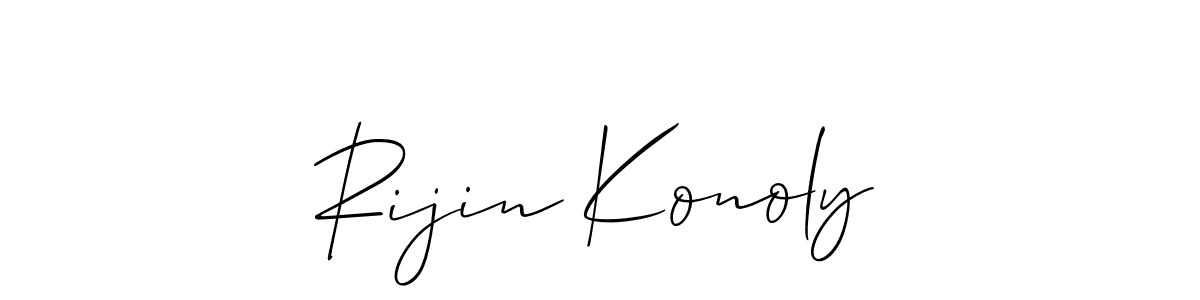 if you are searching for the best signature style for your name Rijin Konoly. so please give up your signature search. here we have designed multiple signature styles  using Allison_Script. Rijin Konoly signature style 2 images and pictures png