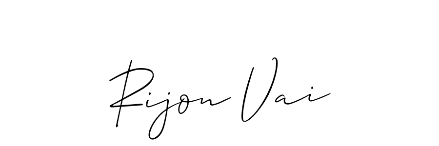 Create a beautiful signature design for name Rijon Vai. With this signature (Allison_Script) fonts, you can make a handwritten signature for free. Rijon Vai signature style 2 images and pictures png