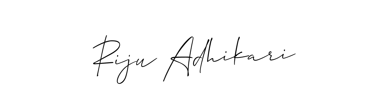 Design your own signature with our free online signature maker. With this signature software, you can create a handwritten (Allison_Script) signature for name Riju Adhikari. Riju Adhikari signature style 2 images and pictures png