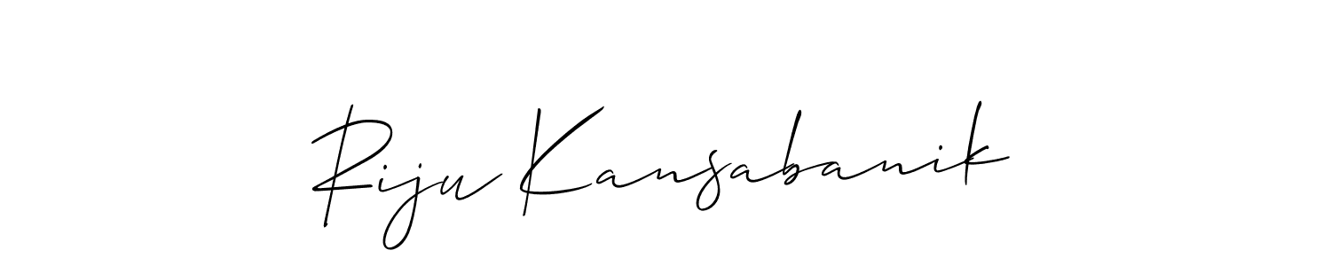 It looks lik you need a new signature style for name Riju Kansabanik. Design unique handwritten (Allison_Script) signature with our free signature maker in just a few clicks. Riju Kansabanik signature style 2 images and pictures png