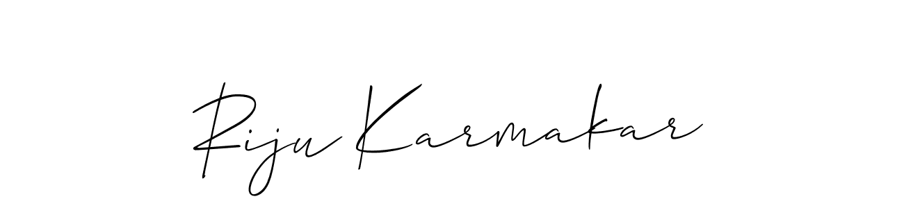 The best way (Allison_Script) to make a short signature is to pick only two or three words in your name. The name Riju Karmakar include a total of six letters. For converting this name. Riju Karmakar signature style 2 images and pictures png