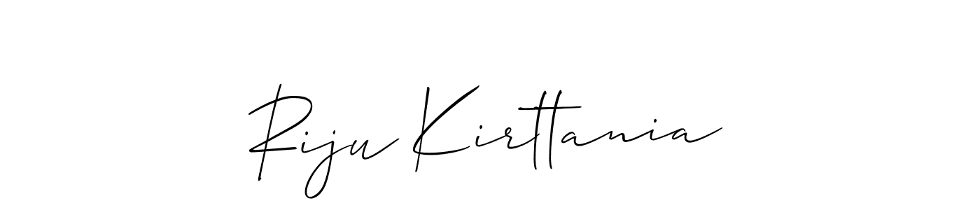 Make a short Riju Kirttania signature style. Manage your documents anywhere anytime using Allison_Script. Create and add eSignatures, submit forms, share and send files easily. Riju Kirttania signature style 2 images and pictures png