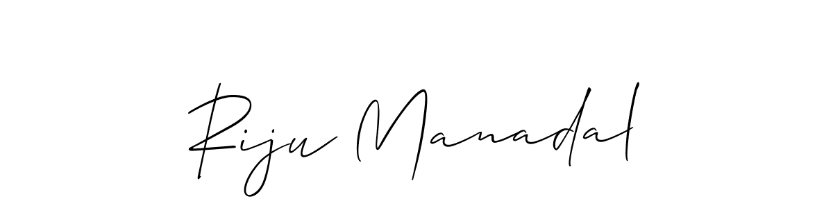 How to make Riju Manadal name signature. Use Allison_Script style for creating short signs online. This is the latest handwritten sign. Riju Manadal signature style 2 images and pictures png