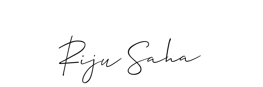 The best way (Allison_Script) to make a short signature is to pick only two or three words in your name. The name Riju Saha include a total of six letters. For converting this name. Riju Saha signature style 2 images and pictures png