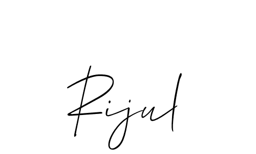 It looks lik you need a new signature style for name Rijul. Design unique handwritten (Allison_Script) signature with our free signature maker in just a few clicks. Rijul signature style 2 images and pictures png