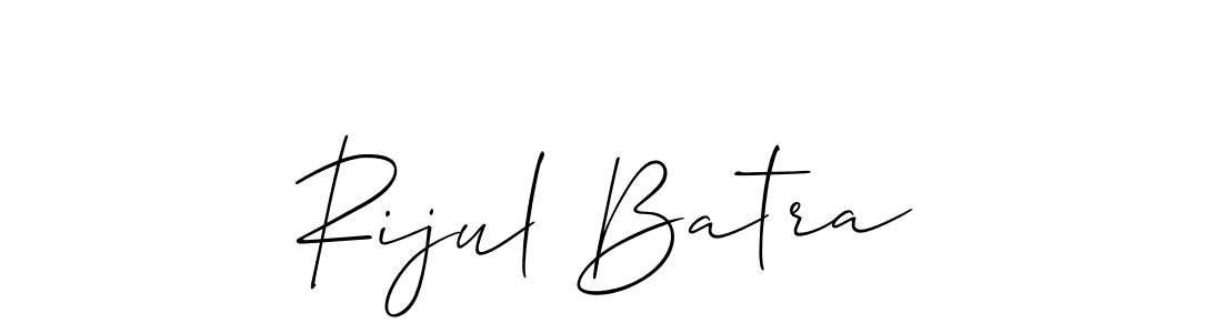 Make a beautiful signature design for name Rijul Batra. With this signature (Allison_Script) style, you can create a handwritten signature for free. Rijul Batra signature style 2 images and pictures png