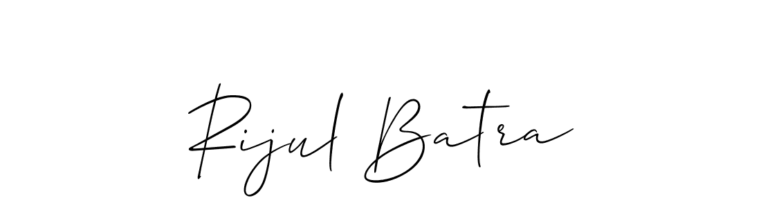 Make a beautiful signature design for name Rijul Batra. With this signature (Allison_Script) style, you can create a handwritten signature for free. Rijul Batra signature style 2 images and pictures png