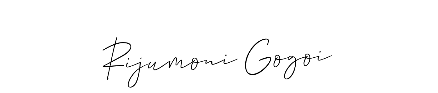 How to make Rijumoni Gogoi name signature. Use Allison_Script style for creating short signs online. This is the latest handwritten sign. Rijumoni Gogoi signature style 2 images and pictures png
