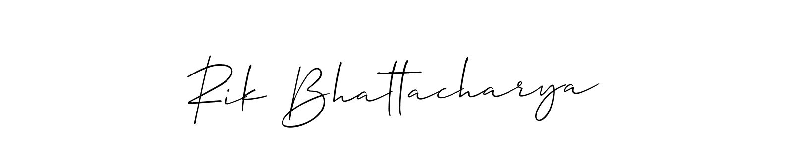 Also You can easily find your signature by using the search form. We will create Rik Bhattacharya name handwritten signature images for you free of cost using Allison_Script sign style. Rik Bhattacharya signature style 2 images and pictures png