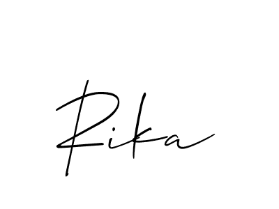 Use a signature maker to create a handwritten signature online. With this signature software, you can design (Allison_Script) your own signature for name Rika. Rika signature style 2 images and pictures png
