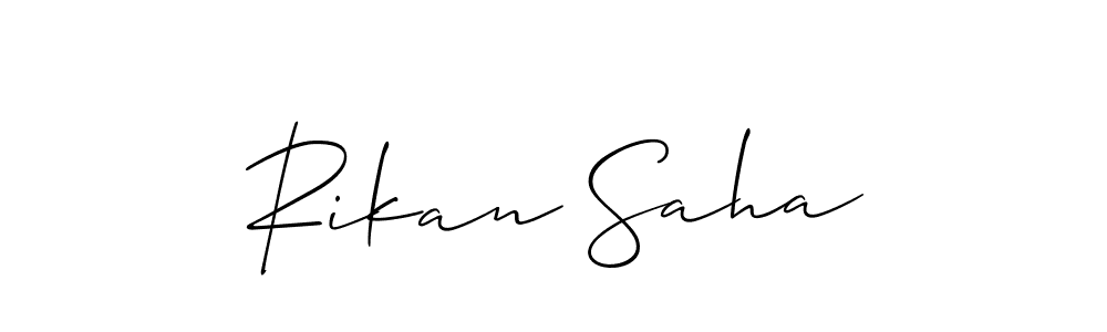 How to make Rikan Saha name signature. Use Allison_Script style for creating short signs online. This is the latest handwritten sign. Rikan Saha signature style 2 images and pictures png